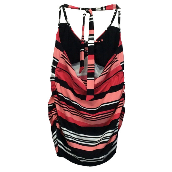 Two Hearts Maternity Tankini Swim Top Womens Size M Multicolored Striped Ruching - Picture 9 of 9